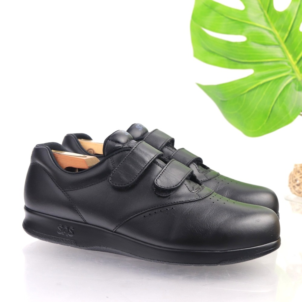SAS Womens Me Too Shoe Size 9.5 M Black Leather Sneaker Comfort Walking Diabetic